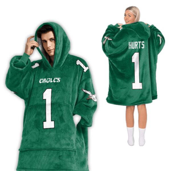 Hurts Philadelphia Eagles Football Unisex Blanket Hoodie 2