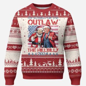 I Voting For The Outlaw and The Hillbilly Trump Vance 2024 Ugly Christmas Sweater