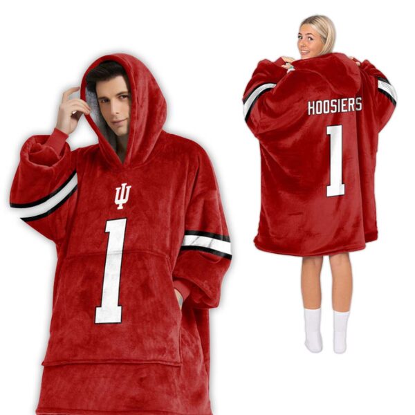 Indiana Hoosiers Football Unisex Blanket Hoodie 2