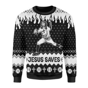 Jesus Save The Baseball Ugly Christmas Sweater 1