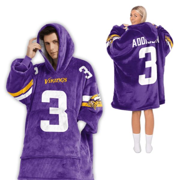 Jordan Addison Minnesota Football Unisex Blanket Hoodie 2