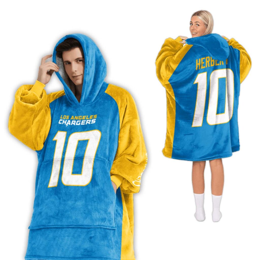 Justin Herbert Los Angeles Chargers Football Unisex Blanket Hoodie 2