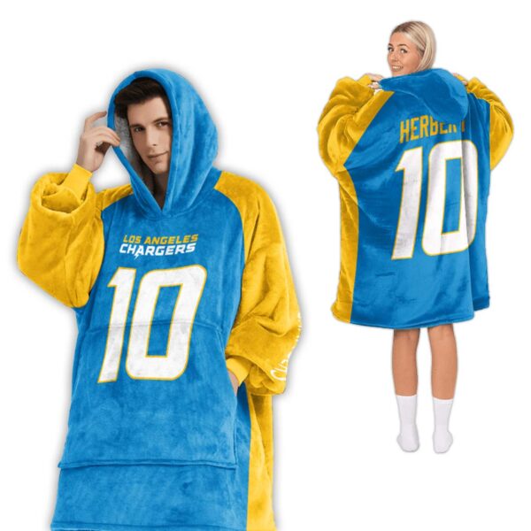 Justin Herbert Los Angeles Chargers Football Unisex Blanket Hoodie 2