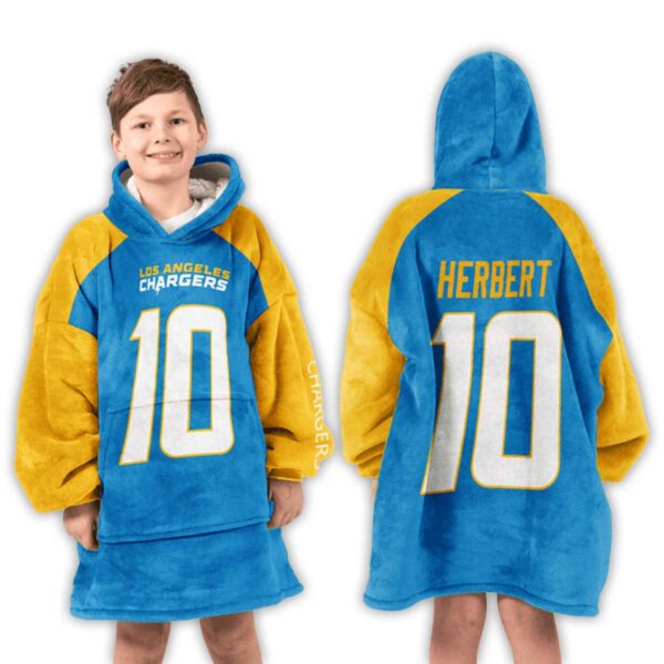 Justin Herbert Los Angeles Chargers Football Unisex Blanket Hoodie 3