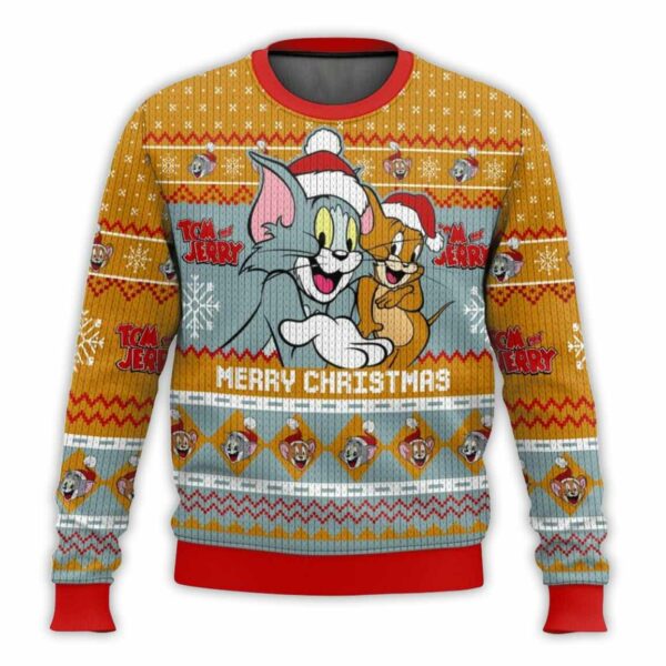 Merry Christmas Tom And Jerry Ugly Christmas Sweater 1