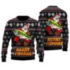 Merry Fishmas Santa Hug Fishing Ugly Christmas Sweater