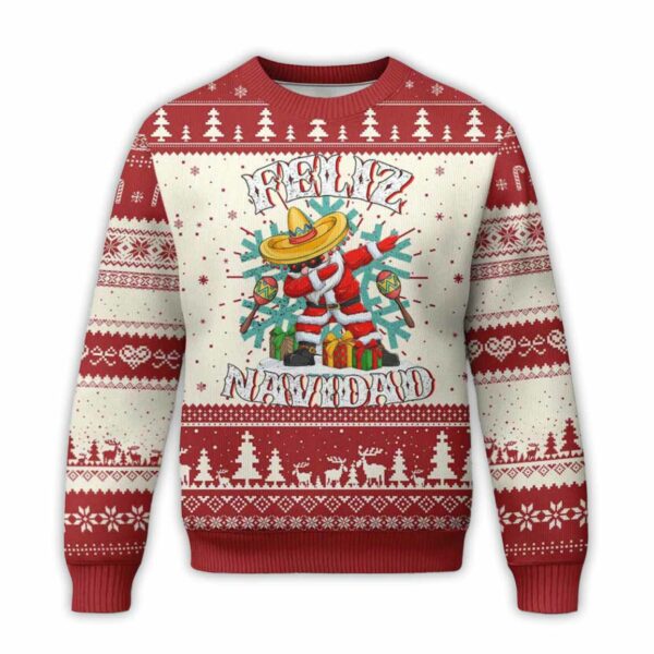 Mexico Feliz Navidad Dabbing Ugly Christmas Sweater