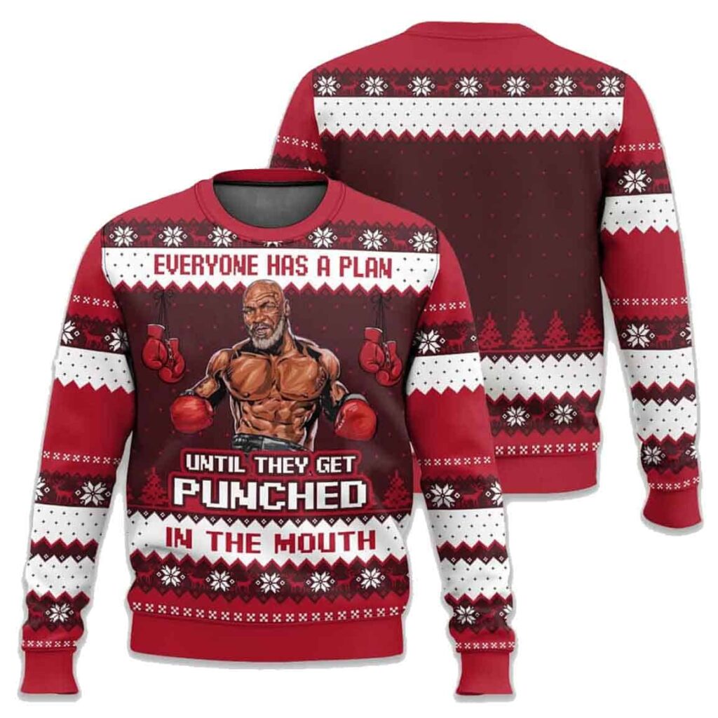 Mike Tyson Everyone Has A Plan Until They Get Punched In The Mouth Ugly Christmas Sweater