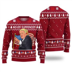 Never Surrender Donald Trump Christmas Sweater 1