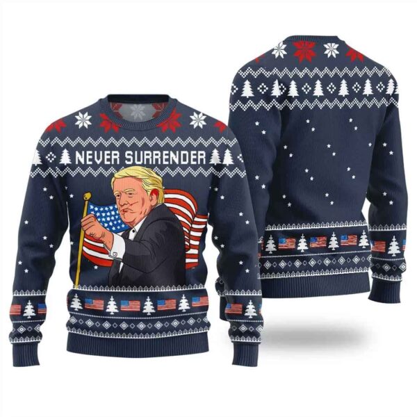 Never Surrender Donald Trump Christmas Sweater 2