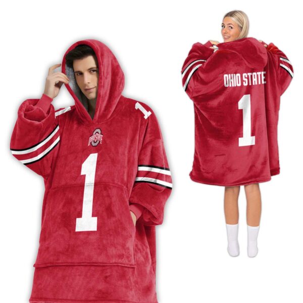 Ohio State Buckeyes Football Unisex Blanket Hoodie 2