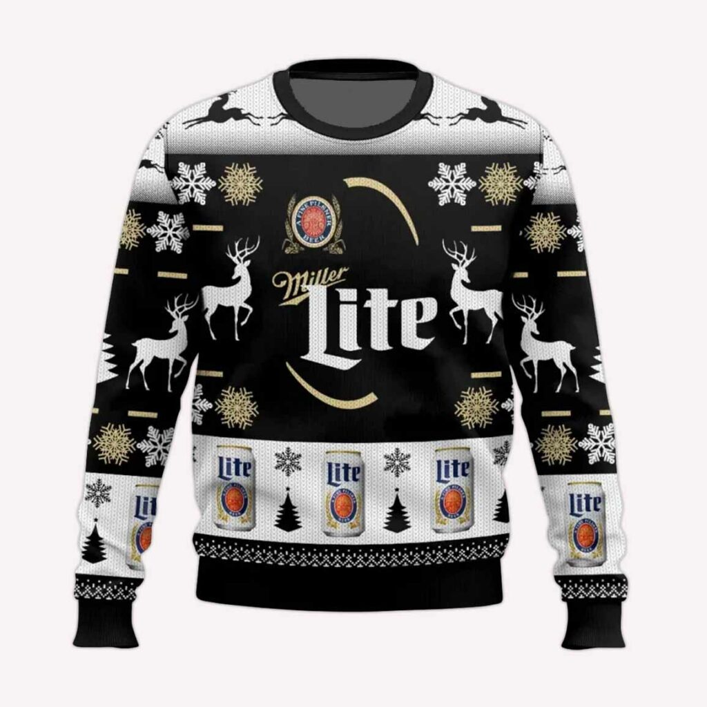 Personalized Black Miller Lite Ugly Sweater