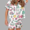 Preppy Christmas Satin Pajama Set 1