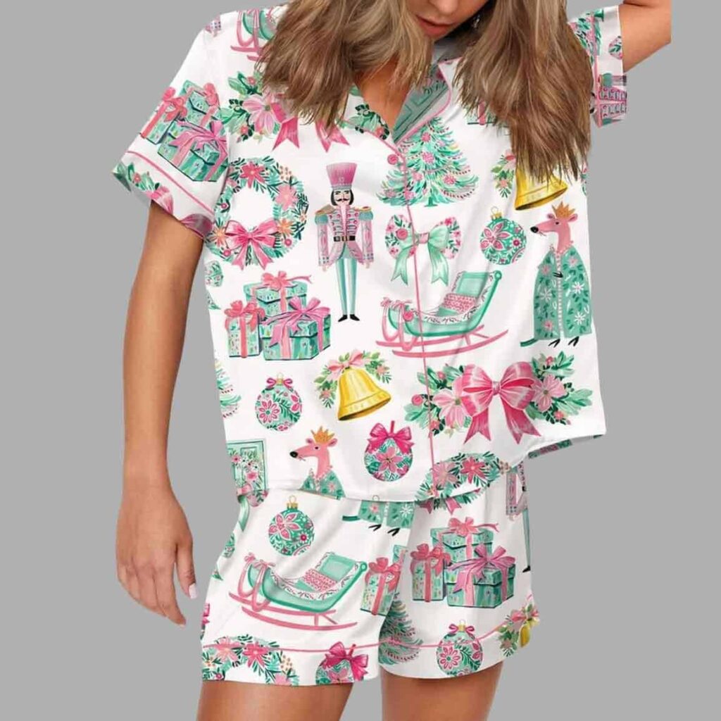 Preppy Christmas Satin Pajama Set