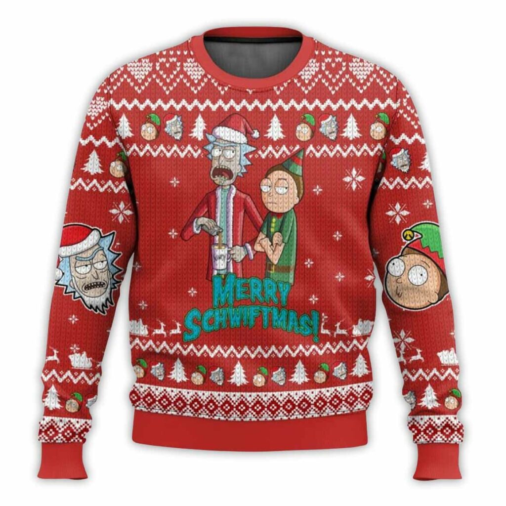 Rick And Morty Merry Swiftmas Ugly Christmas Sweater 1