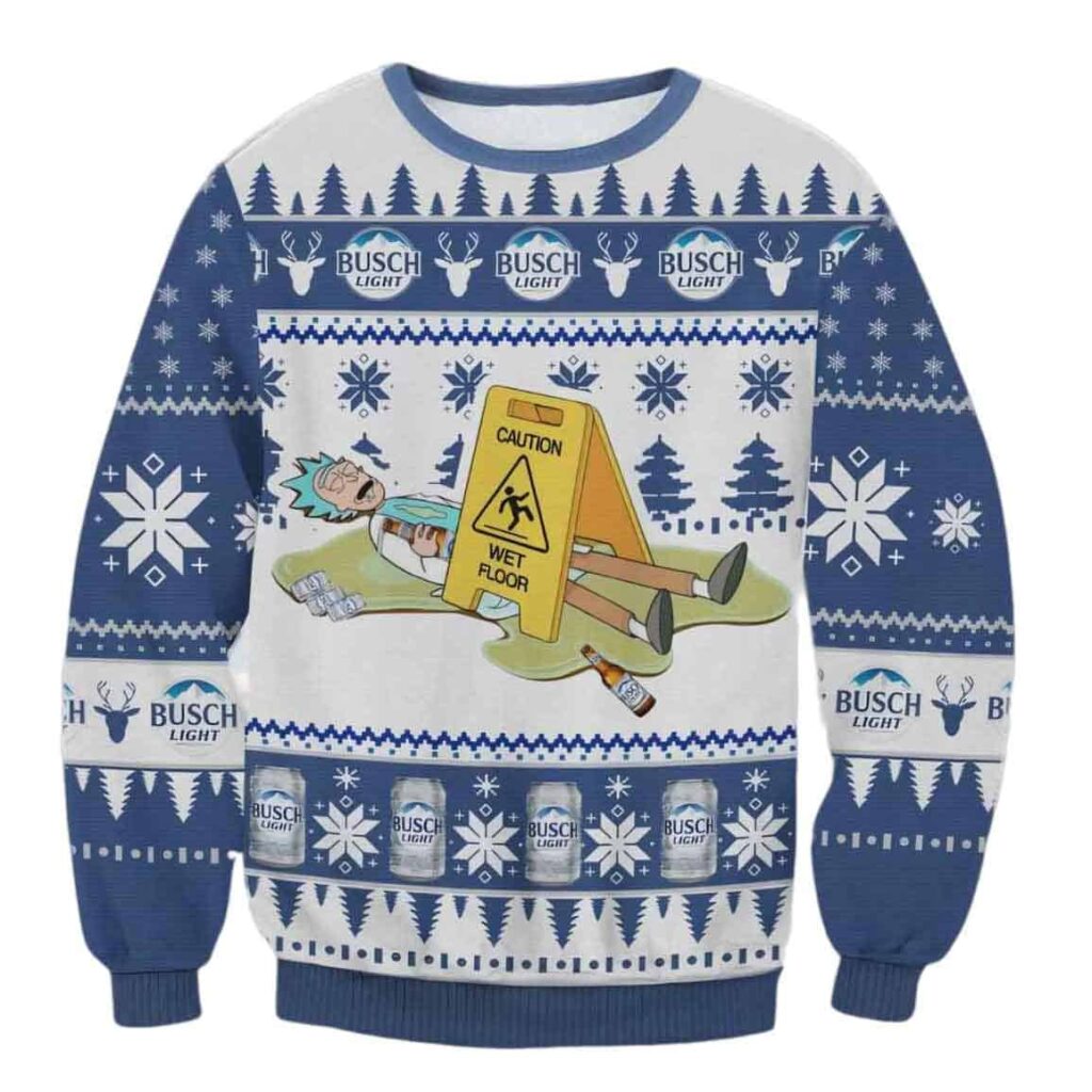 Rick and Morty Busch Light Rick Ugly Christmas Sweater