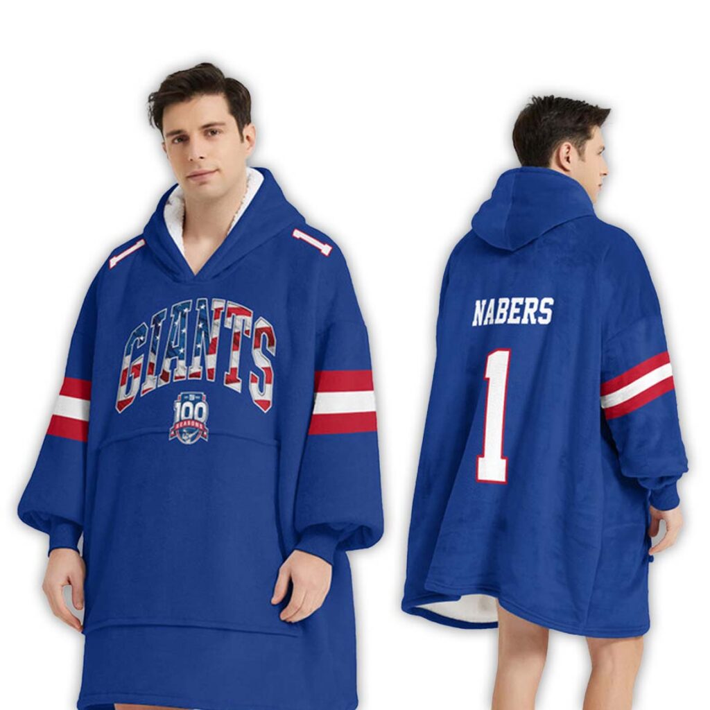 Malik Nabers Giants Football Unisex Blanket Hoodie