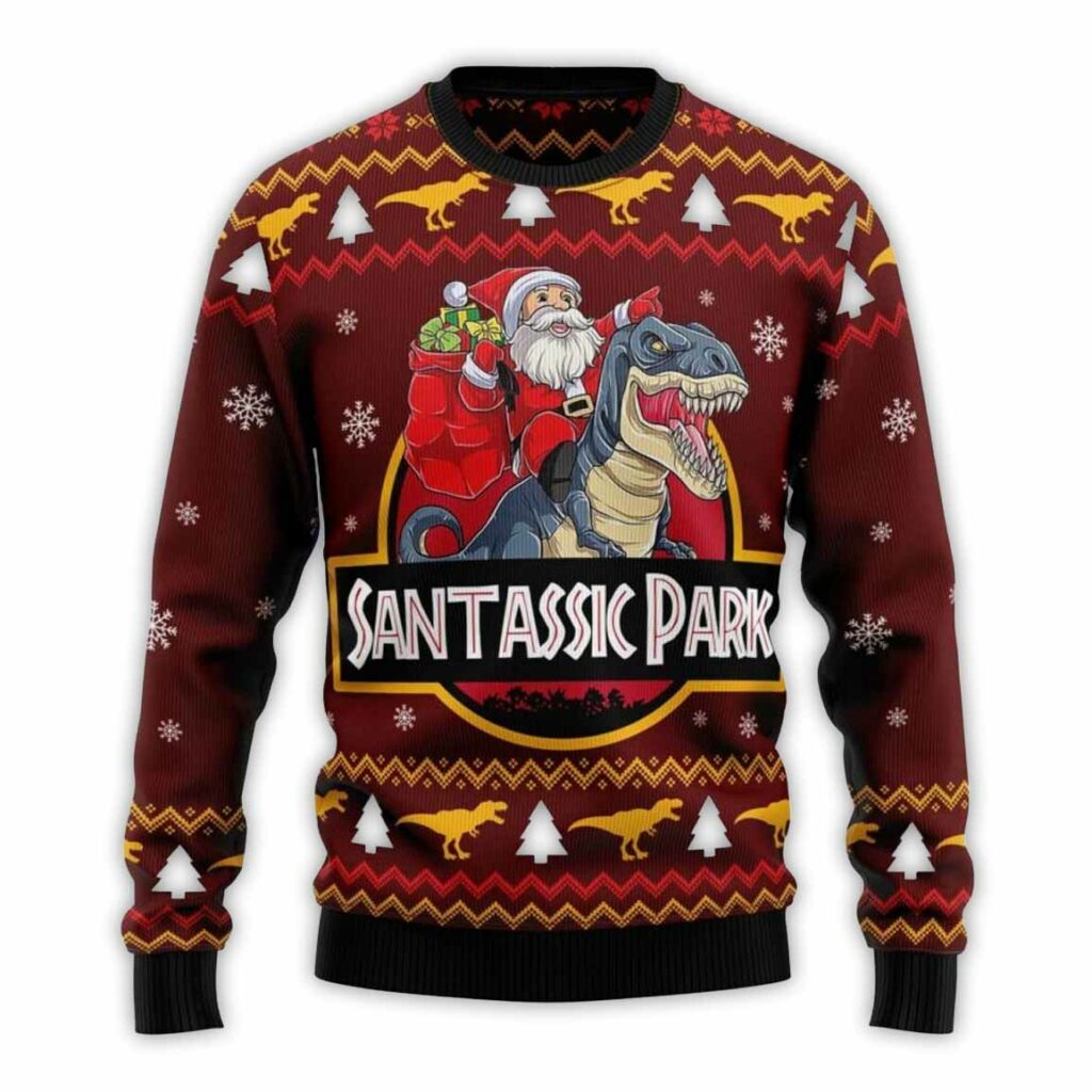 Santassic Park Ugly Christmas Sweater 1