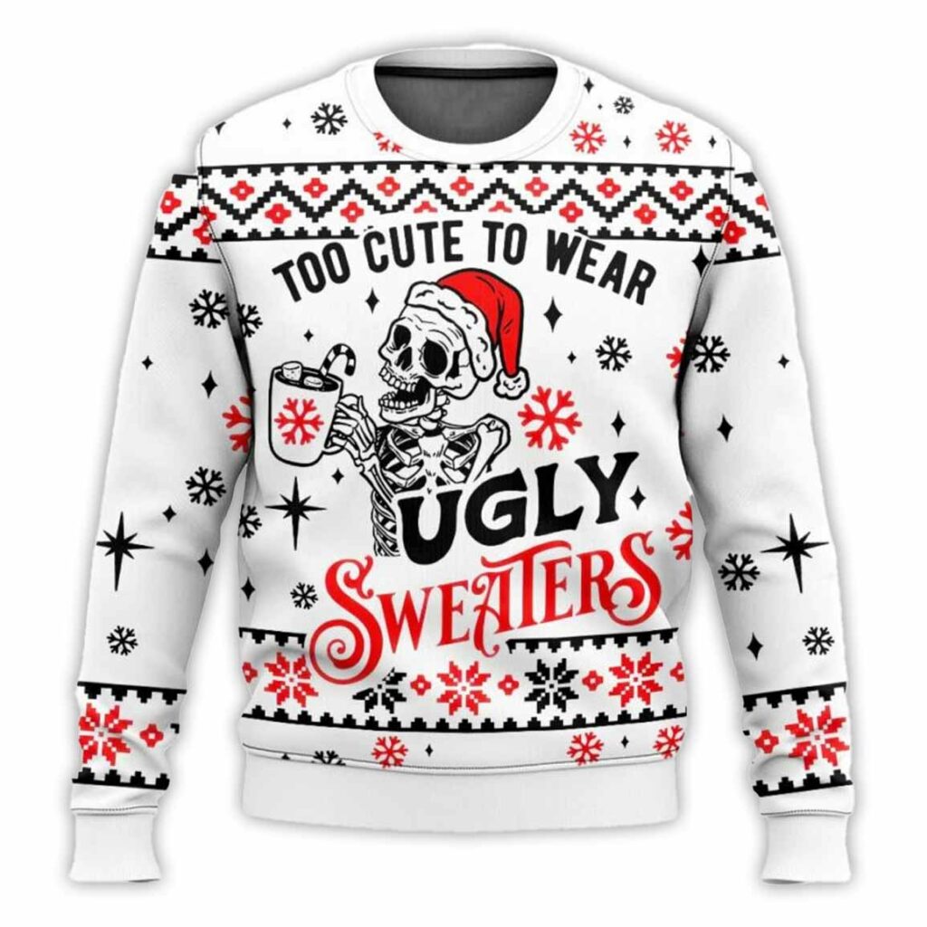 Skeleton Too Cute To Wear Ugly Sweaters 1