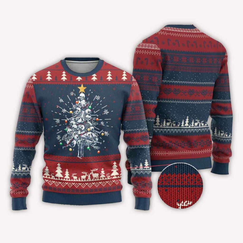 Skeleton Xmas Tree Ugly Christmas Sweater