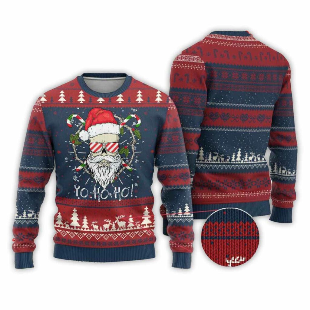 Skull Beard Stanta Yo Ho Ho Ugly Christmas Sweater