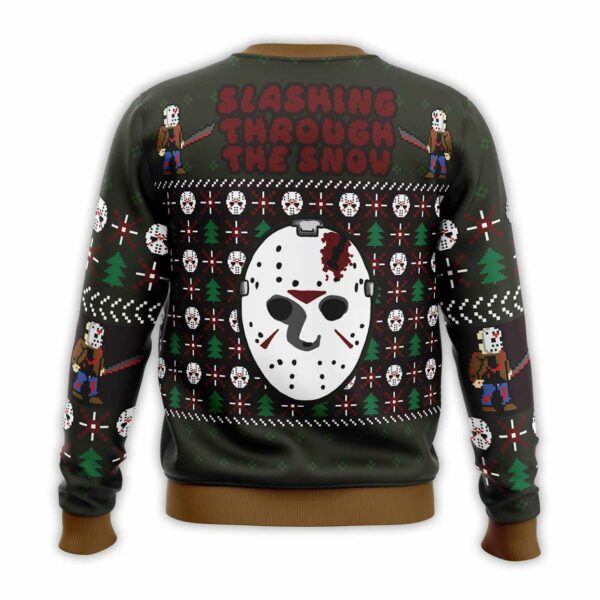 Slashing Through The Snow Jason Voorhees Ugly Christmas Sweater 2