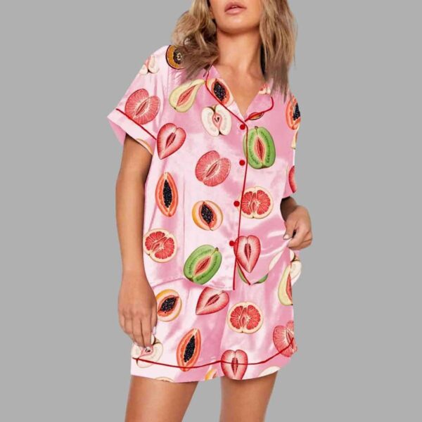 Sliced Feminine Fruit Art Print Pajama Set 1