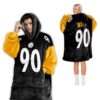 T J Watt Pittsburgh Football Unisex Blanket Hoodie 2