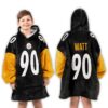 T J Watt Pittsburgh Football Unisex Blanket Hoodie 3