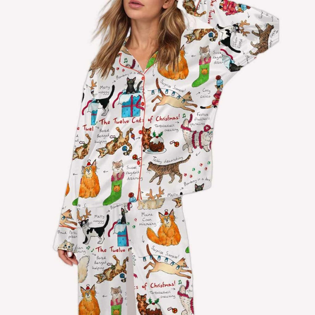 The Twelve Cats Of Christmas Pajama Set 1