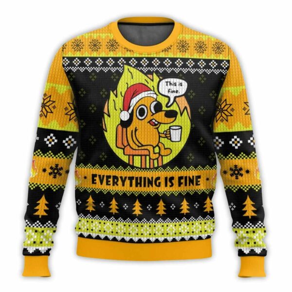 This is Fine Meme Ugly Christmas Sweater 1