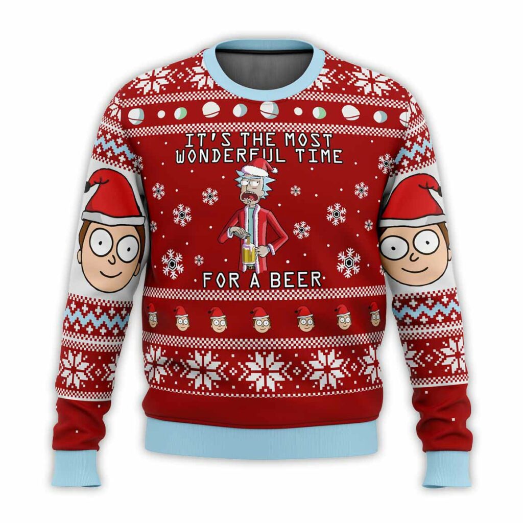 Time For A Beer-Rick and Morty Ugly Christmas Sweater