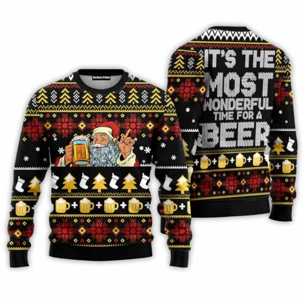 Time For A Beer Ugly Christmas Sweater