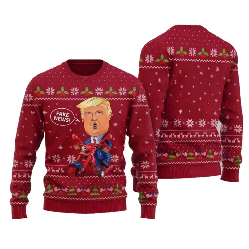 Trump Fake News Ugly Christmas Sweater