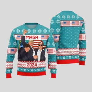 Trump Fight MAGA 2024 Ugly Christmas Sweater