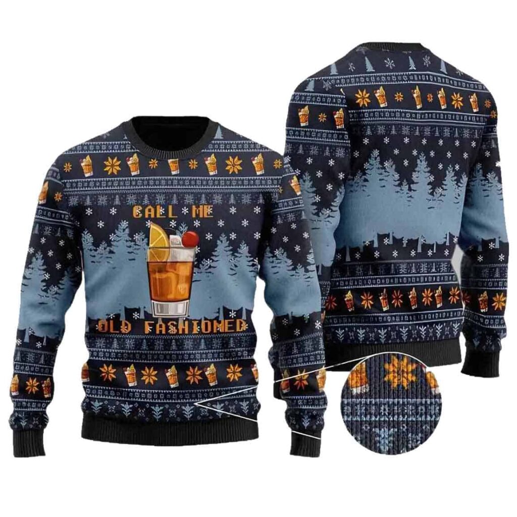 Whiskey Call Me Old Fashioned Ugly Christmas Sweater