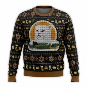 Woman Yelling At Cat Meme Ugly Christmas Sweater 1