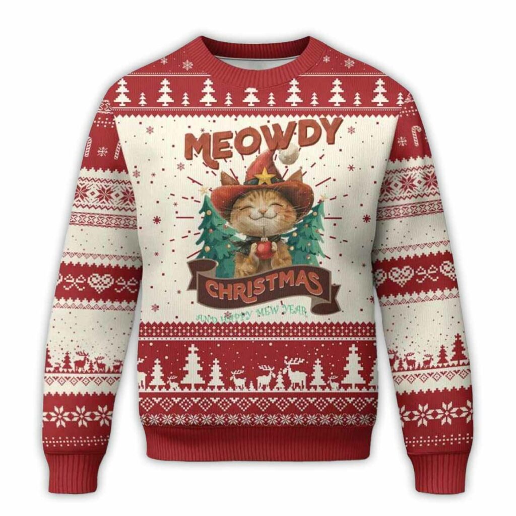 Xmas Cowboy Cat Ugly Christmas Sweater