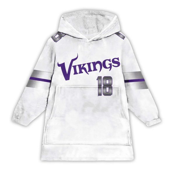 18 Jefferson Minnesota Vikings Football Unisex Blanket Hoodie 1