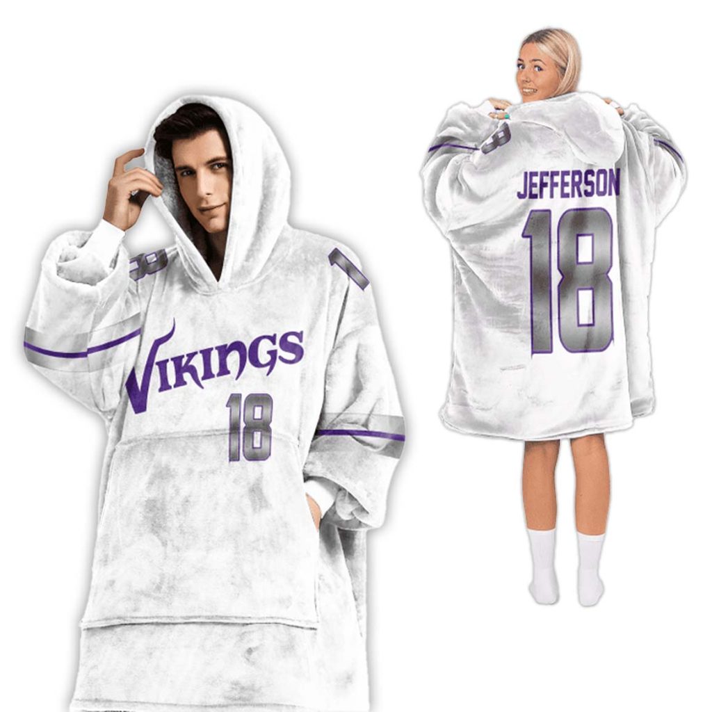 18 Jefferson Minnesota Vikings Football Unisex Blanket Hoodie 2