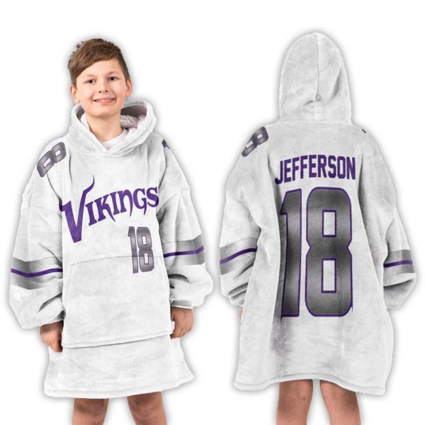 18 Jefferson Minnesota Vikings Football Unisex Blanket Hoodie 3