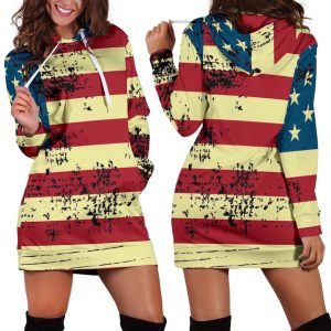 American Flag Womens Hoodie Dress 1