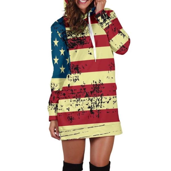 American Flag Womens Hoodie Dress 2