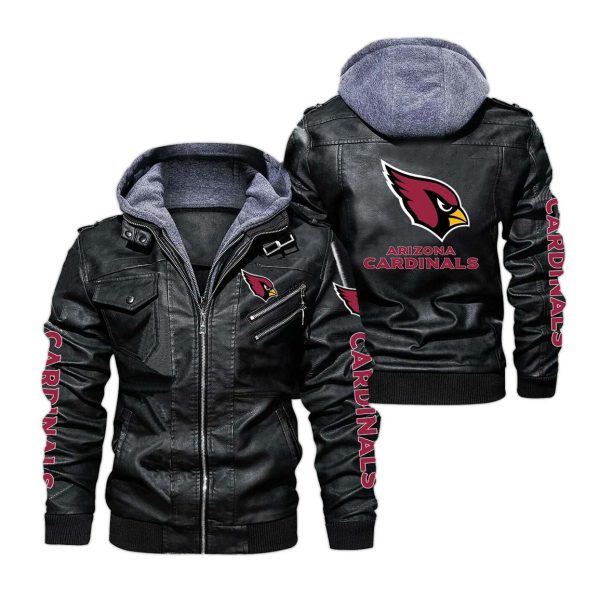 Arizona Cardinals Hooded Leather Jacket 2