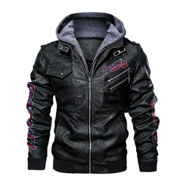 Atlanta Braves Hooded Leather Jacket 1