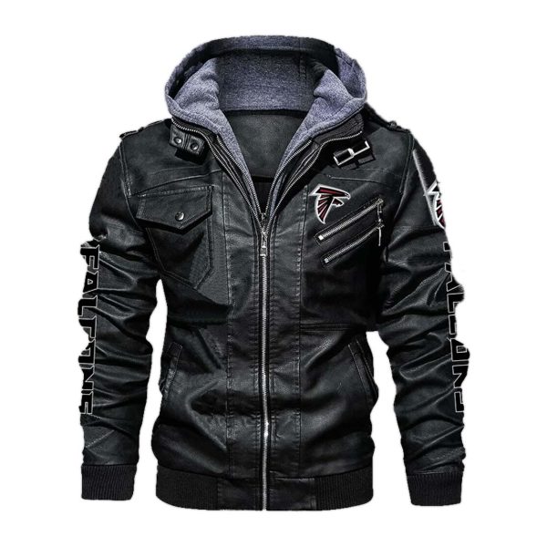 Atlanta Falcons Hooded Leather Jacket 1