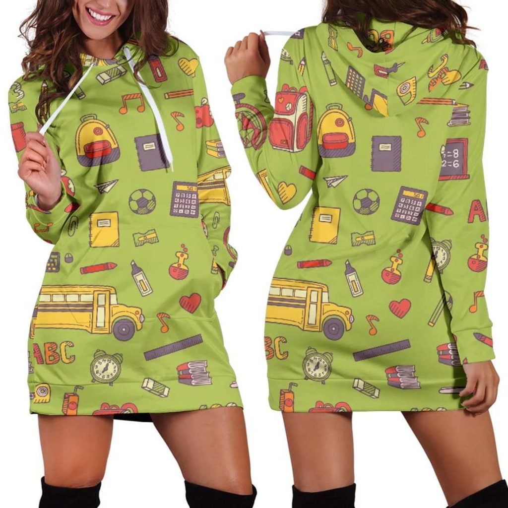 Back 2 School Green Hoodie Dress 1