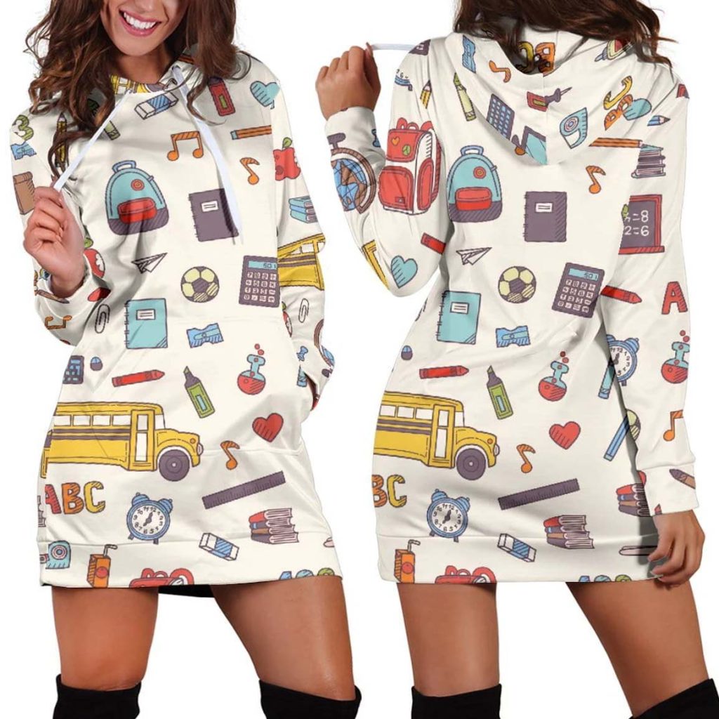 Back 2 School White Women's Hoodie Dress