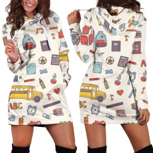 Back 2 School White Womens Hoodie Dress 1