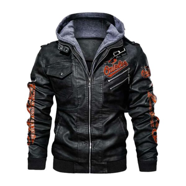 Baltimore Orioles Hooded Leather Jacket 1